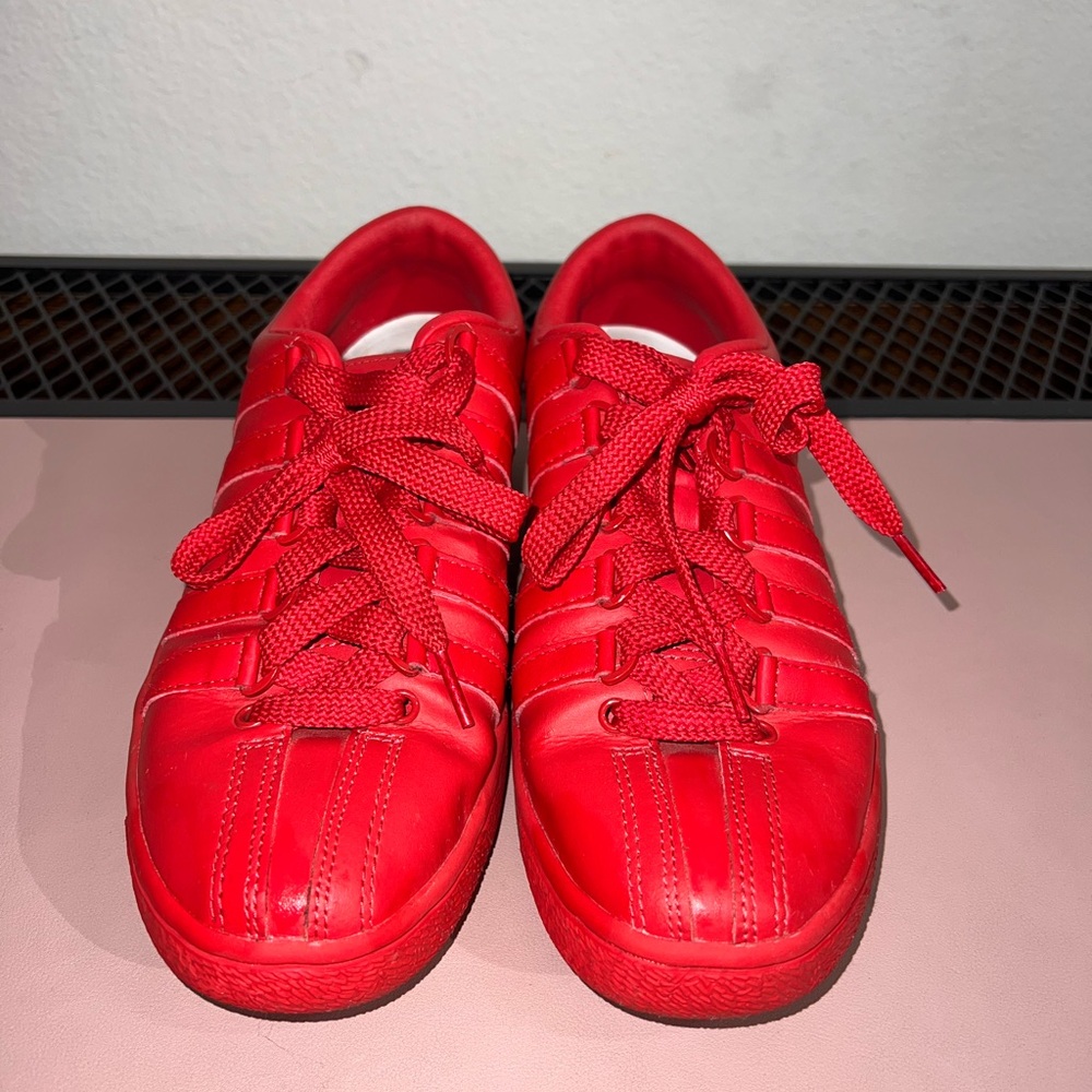 K-Swiss Classic Shoes Mens 8 Red‎ Low Lace SEWN SOLE Sneakers Excel Condition